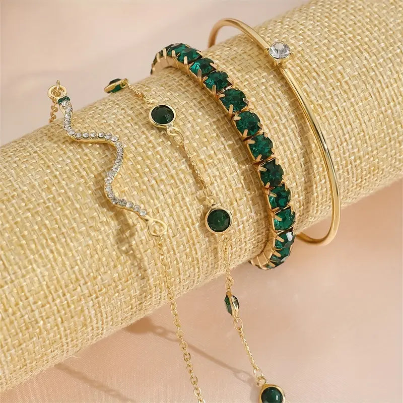 Groene Kroon armbandenset