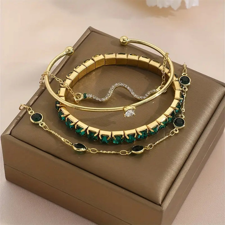 Groene Kroon armbandenset