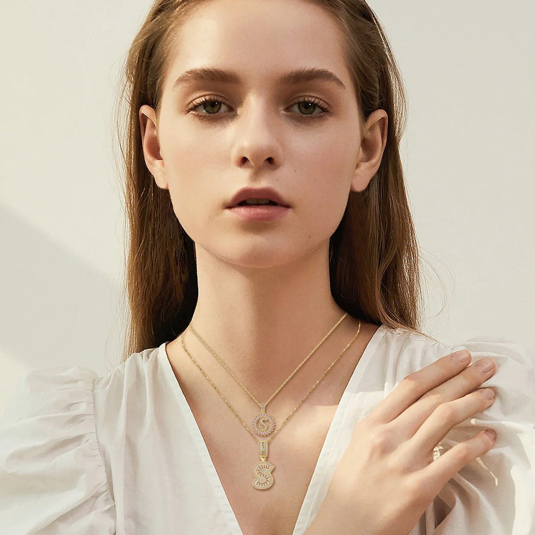 Pave Letter Ketting Set