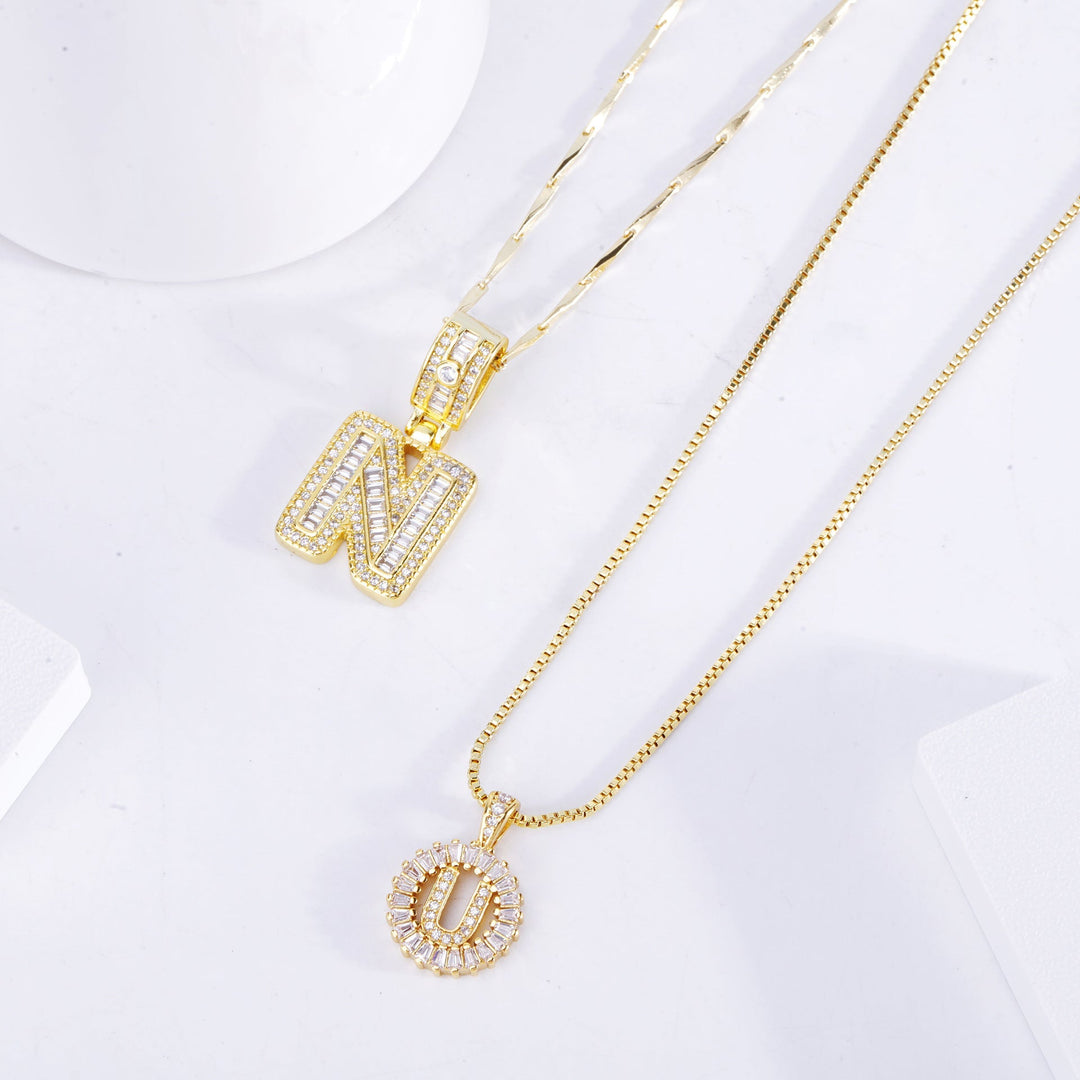 Pave Letter Ketting Set