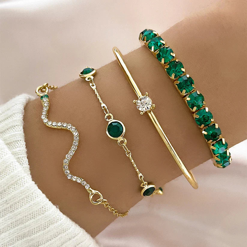 Groene Kroon armbandenset